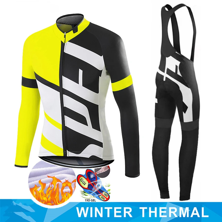 

Новинка 2022, зимний теплый флисовый комплект, одежда для велоспорта, мужской костюм из Джерси, спортивная одежда для езды на велосипеде и гор...