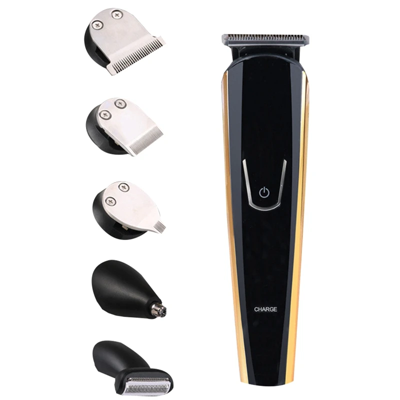 Jinding 5 in 1 Multi-Functional Hair Clipper Set with Comb Oil Heads Nose Ear Trimmer Styling Beard Washable Eu | Бытовая техника