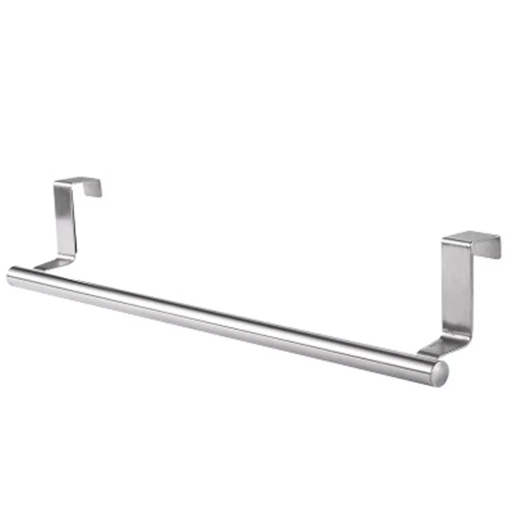 

New Single Towel Rack Kitchen Non-Perforated Towel Hanging Rod Cabinet Door Back Rag Hanger Stainless Steel