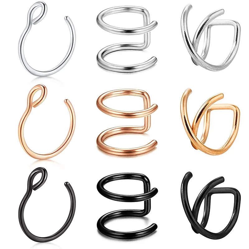 Поддельные кольца для носа клипса на носовой перегородке кольцо искусственного