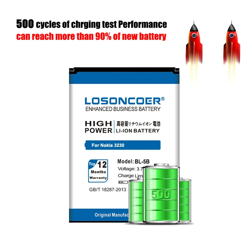 100% оригинальный смартфон LOSONCOER 3200 мАч для NOKIA 5300 5320 7360 6120ci 3220 3230 5070 5500 6020 6021 N80 N83 6120