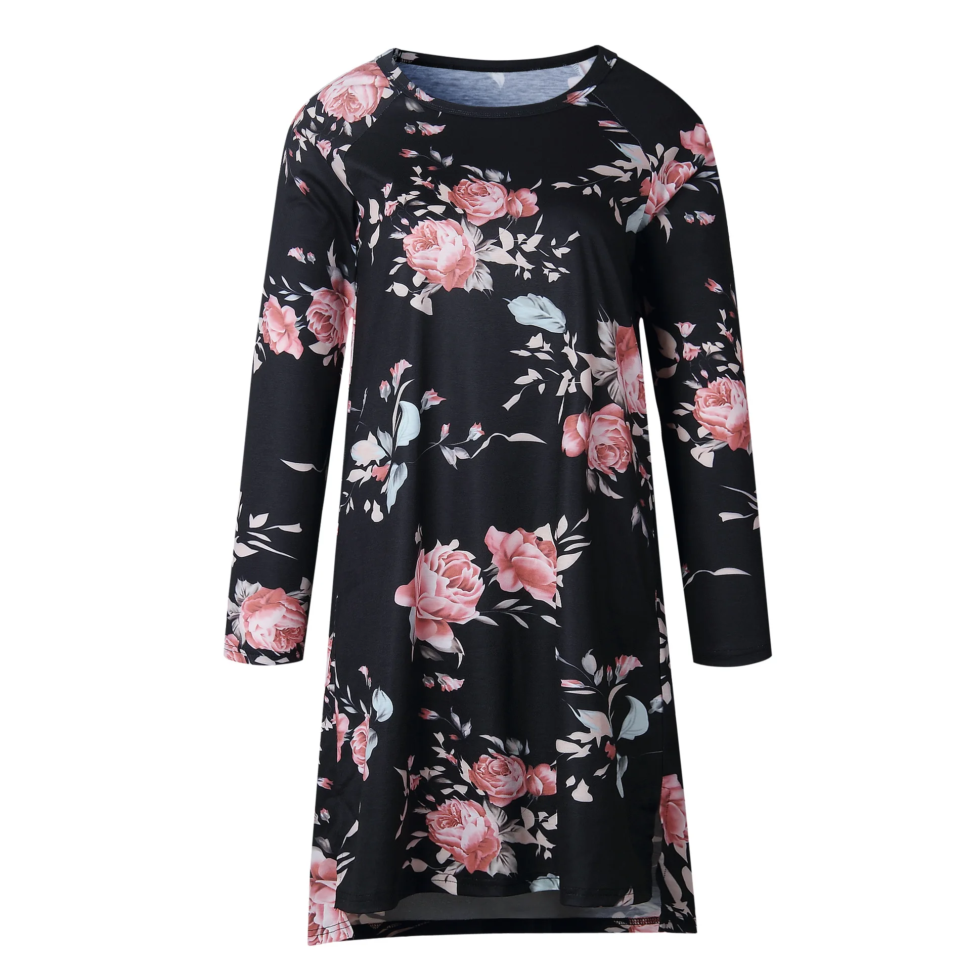 

Spring Women Dress Floral Print Maxi Bohemian Beach Elegant Party Dress Long Sleeve Office Shirt Pocket Vestidos Women Dresses