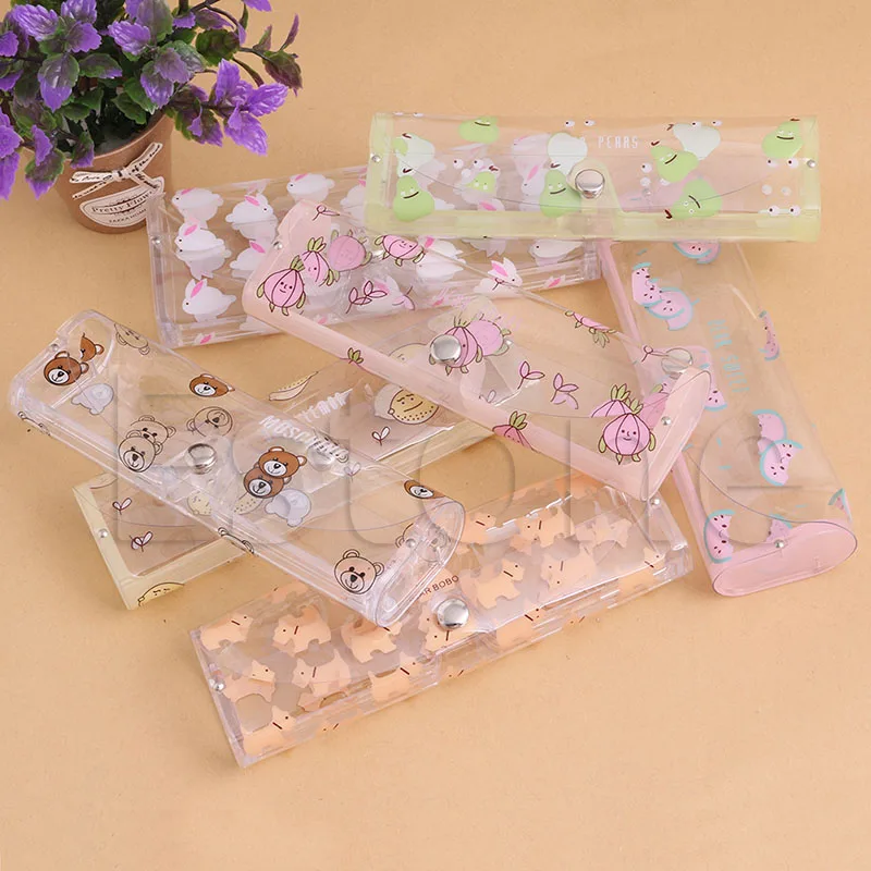 

R58E Stylish Clear Transparent Plastic Soft Eye Glasses Protector Box Case