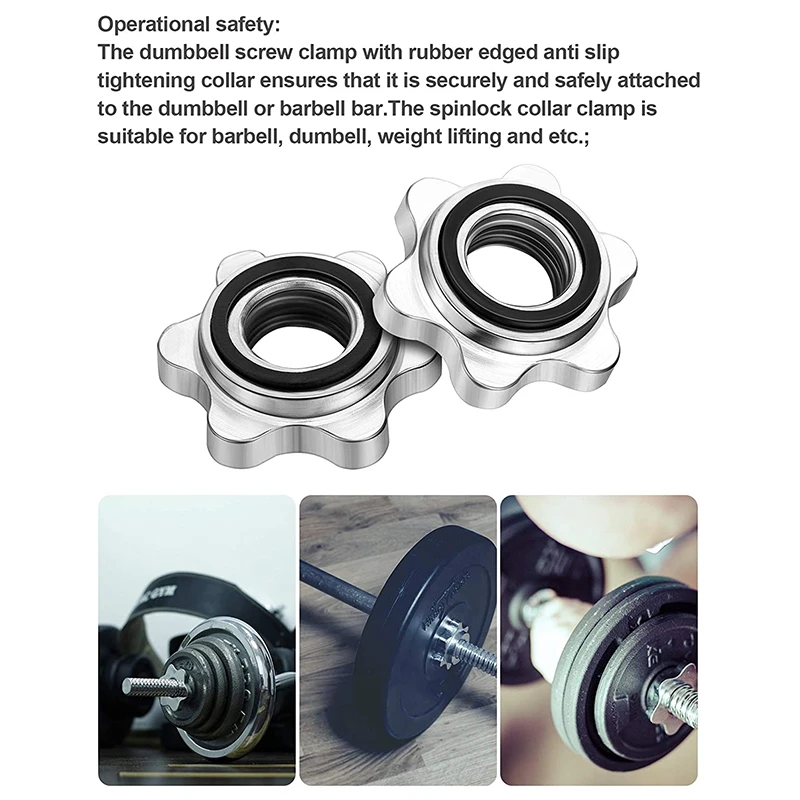 

2 Pcs Spinlock Collars Dumbbell Hex Nut and 4 Pcs Dumbbell Rod Nut Spinlock Collars,for 1 Inch Standard Dumbbell(25mm)
