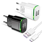 Зарядное устройство с 2 USB-портами и светодиодной подсветкой, зарядный кабель с Micro USB типа C для Redmi 3, 3s, 4, 4A, 5 Plus, 5A, 6A, 7A, 8A, 9A, 9C, Note 4X, 6, 7