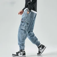 new hip hop cargo jeans pants men fashion casual harem joggers trousers men streetwear denim jeans men plus size m 8xl