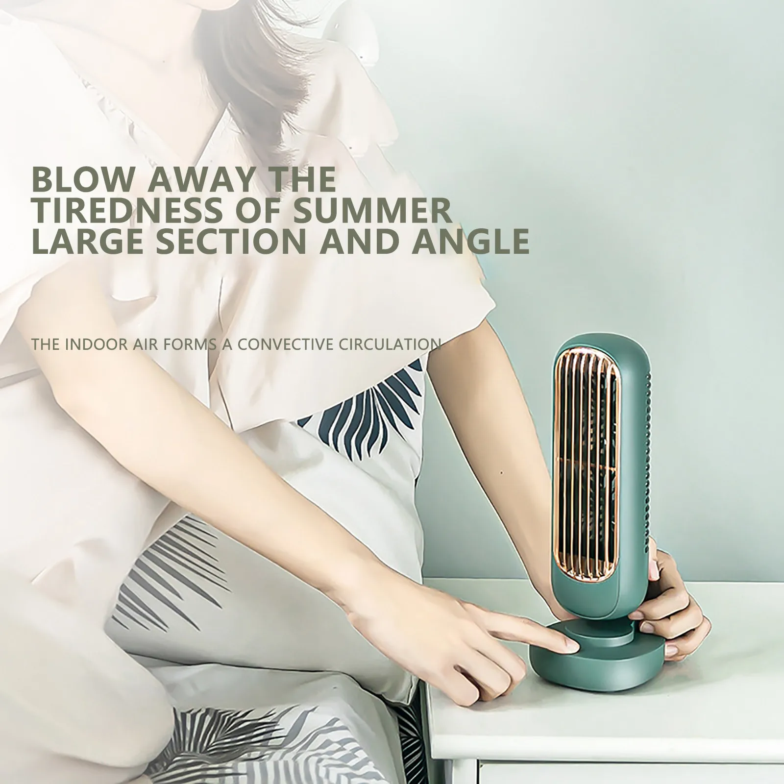

Retro Double-leaf Tower Fan Desktop Vertical Portable Charging Usb Small Fan Air Conditioner Natural Wind Creative Silent Fan