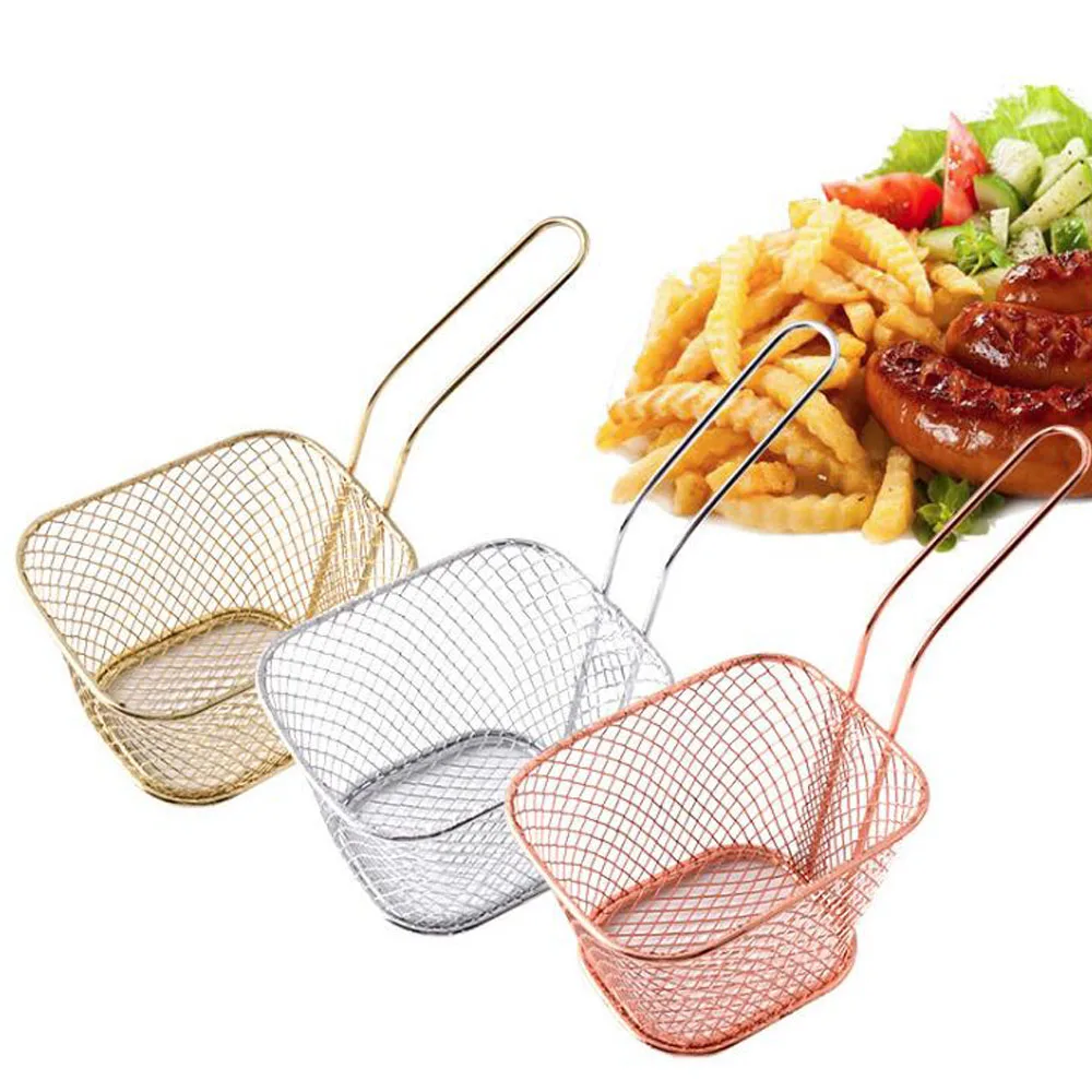 Portable Frying Basket Metal Food Filter Strainer Fryer Cooking Colander French Fries Baskets Cookware Kitchen Tools | Дом и сад