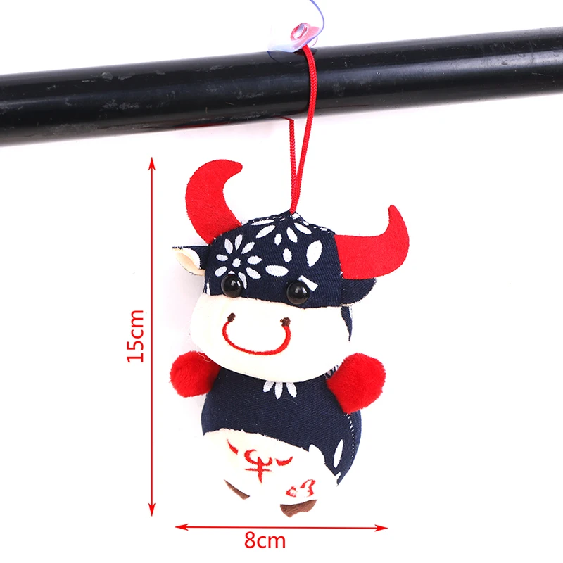

1PC New Year Bull Plush Toy Calf Doll Cow Stuffed Doll Pendant Gift with Sucker Random Color 2021