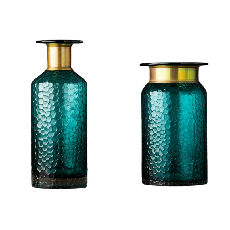 

2X Modern Nordic Glass Gold Concave Snake Flower Vase Living Room Flower Arrangement Hydroponics Home Decoration-C & B