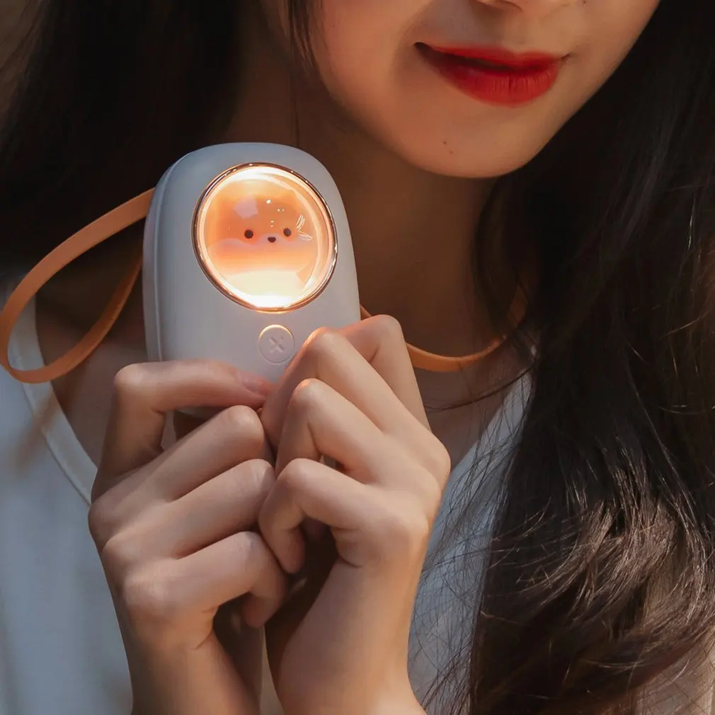 

Mini Handheld Fan 3 Speed Silent Leafless Strong Wind Power Neck Fan USB Rechargeable Cute Squirrel Cooling Fan With Night Light
