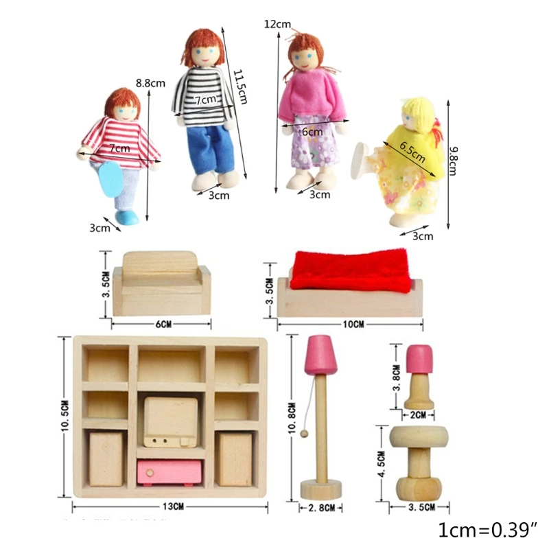 

1 Set Colorful Wooden Doll Miniature House Accessories Furniture Dollhouse Set