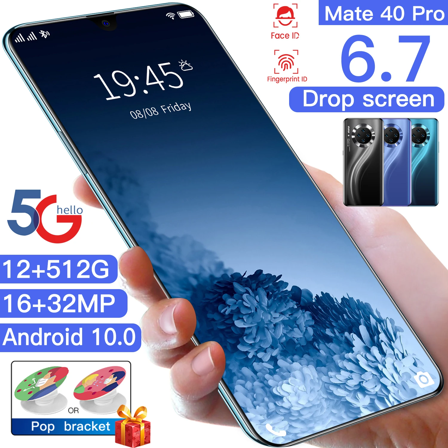 

Global 5G LTE Bands Mate 40 Pro 6.7-Inch Drop Screen MTK6889 12+512Flash Memory Deca Core 5600MAH Lithium-ion Battery Dual SIM