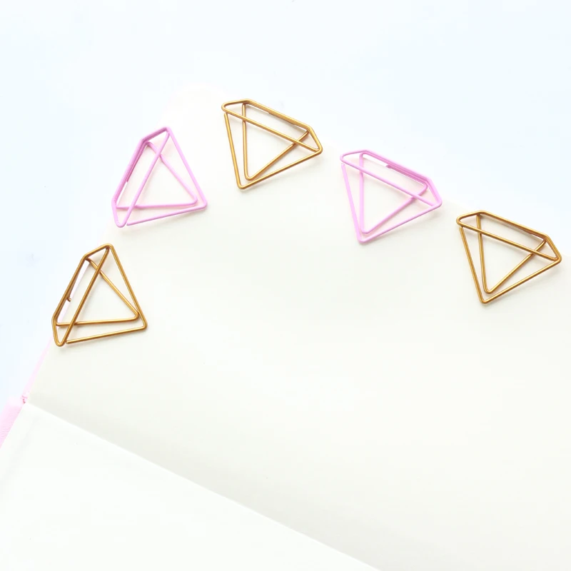 

Domikee cute kawaii gold pink diamond shape office school index paper clips bookmark set metal memo organizer clips stationery