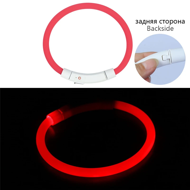 Usb зарядка Регулируемый ошейник для собак светодиодный перезаряжаемый ночной мигающий светящийся ошейник для собак пластиковый однотонный ошейник для собак - Цвет: Buckle Red A