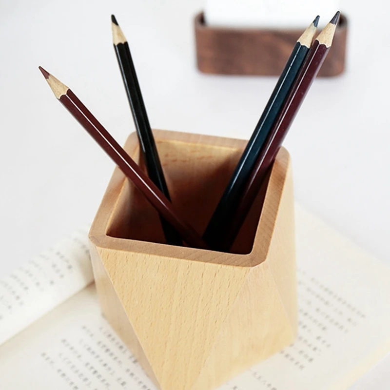 

Solid Wood Pen Holder Creative Simple Office Student Desktop Beech Pen Holder Stationery Storage Box