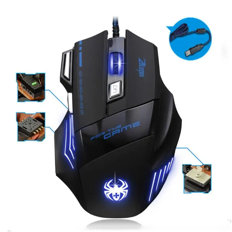 

USB Wired Gaming Mouse, 7 Buttons Adjustable Professional LED Mouse, Optical Gamer Computer Mouse, Laptop Gaming Mouse