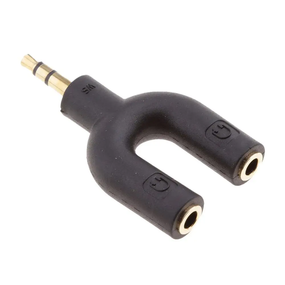 3.5mm U-shape Earphone Adapter Double Jack Plug Stereo Headphone Splitter For PC/MP3 Smartphone Player Audio Cables | Электроника
