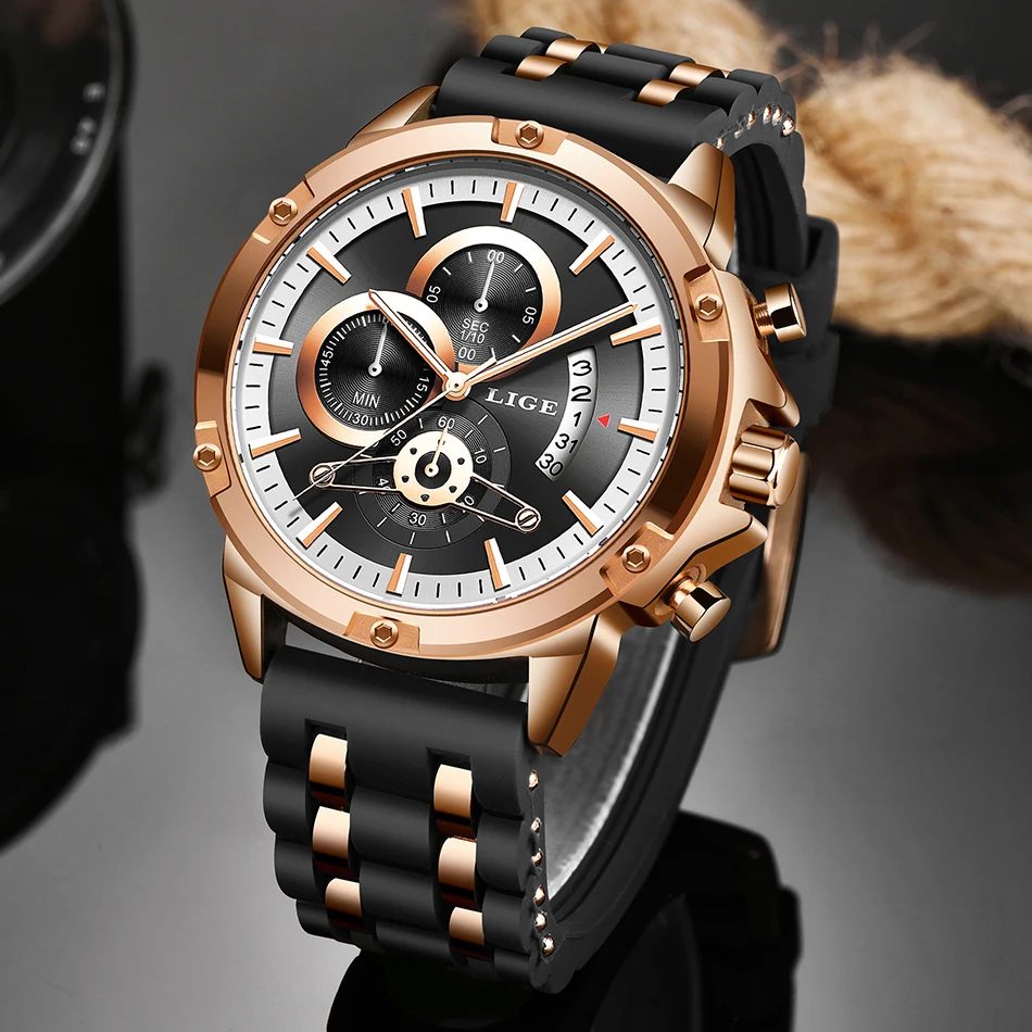 LIGE модные мужские часы топовые брендовые Роскошные многофункциональные