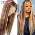 Cexxy 13x 4 парики из человеческих волос на сетке спереди для женщин #427 хайлайтер Омбре волосы 4x4 парики на сетке медовая Блондинка плотность 180%