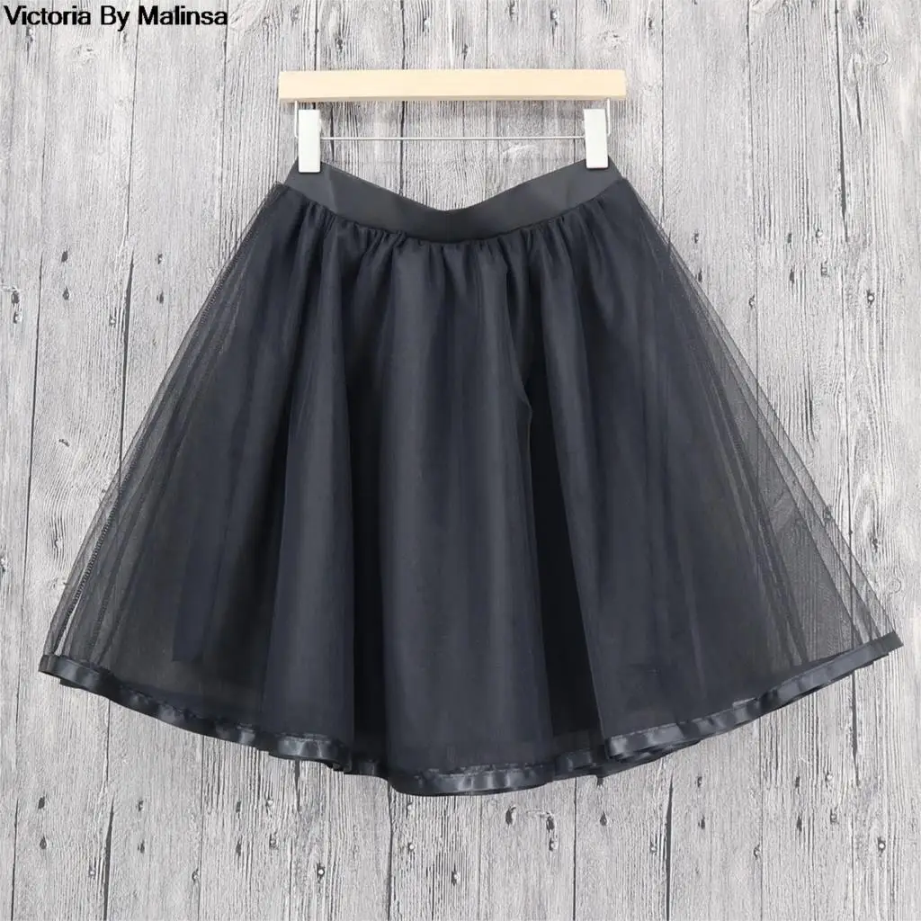 Женская летняя Тюлевая юбка черная сетчатая плиссированная секретная мини