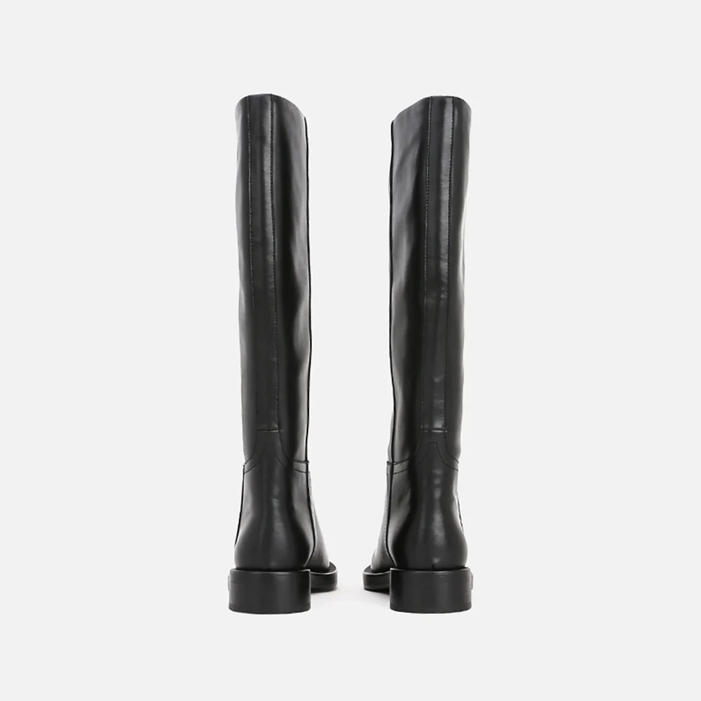 

Женские сапоги до колена из натуральной кожи, с круглым носком