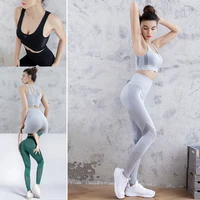 women fitness yoga sets quick dry workout gym clothes running clothing long sports crop top mesh leggings suit sportswear 2piece