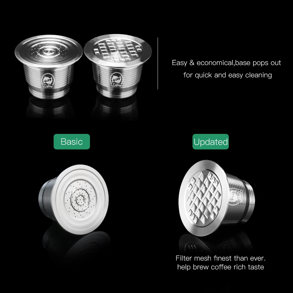 ICafilas для Nespresso кофейная капсула многоразовый фильтр для кофе из нержавеющей стали чашка для эспрессо с трамбовкой для машины Inissia