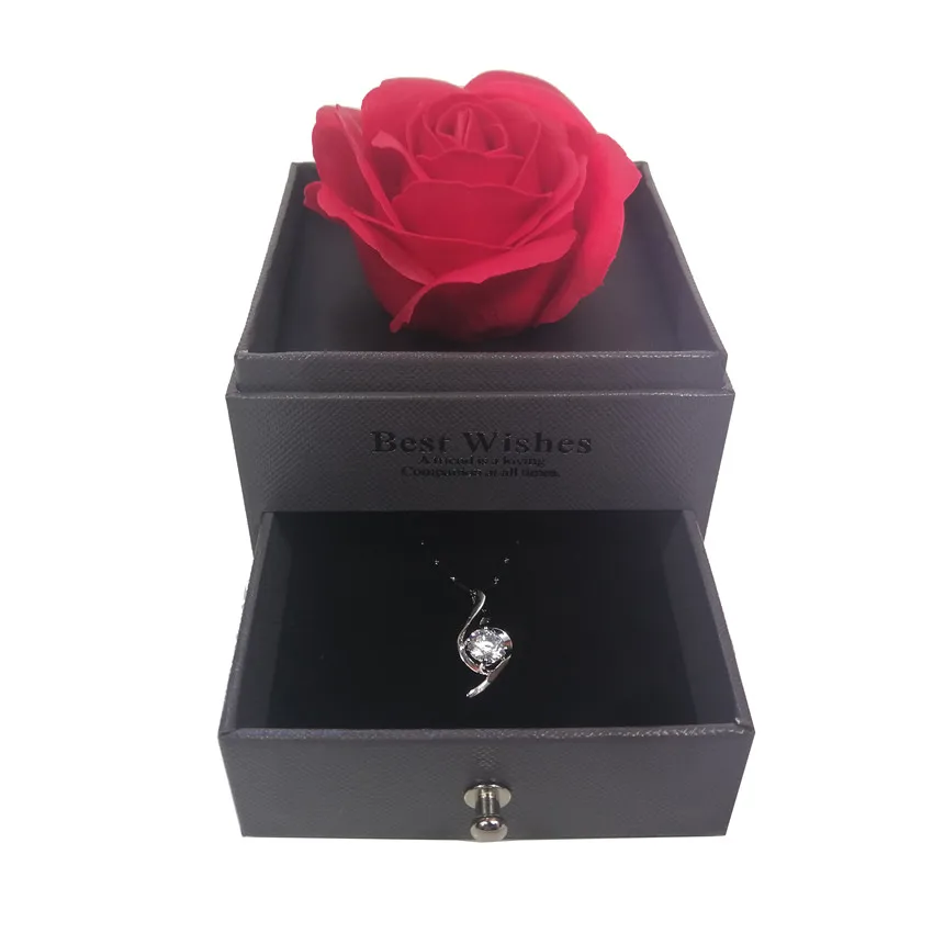 Искусственные цветы для украшения красная вечная роза с подарочной коробкой