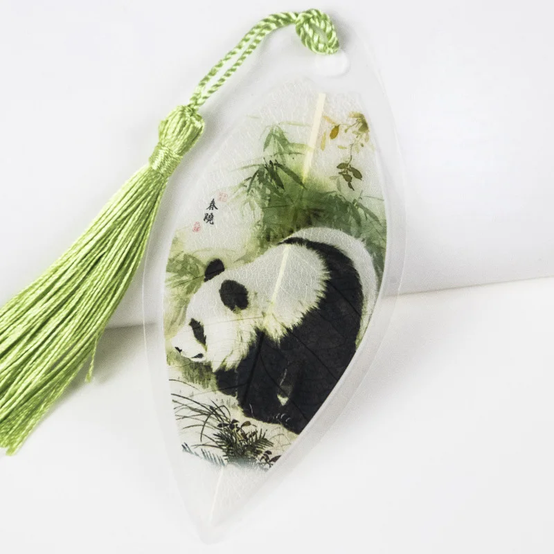 1 шт. кавайная Закладка панда в винтажном китайском стиле с кисточками листья