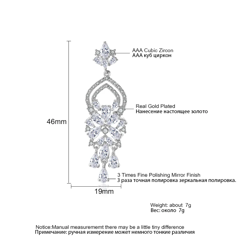 ZAKOL новая мода люстра форма CZ камень женские свадебные ювелирные изделия серьги
