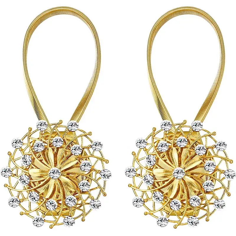 

Magnetic Rope Curtains Tieback Europe Style Crystal Flower Retractable Curtain Clips Fake Pearl Magnetic Curtain Clip