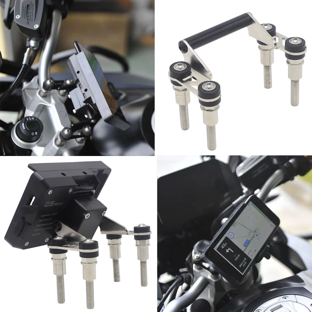 Handlebar Mobile phone Navigation bracket USB charging For BMW F750GS F850GS F800GS F700GS R1200R 12mm | Автомобили и мотоциклы