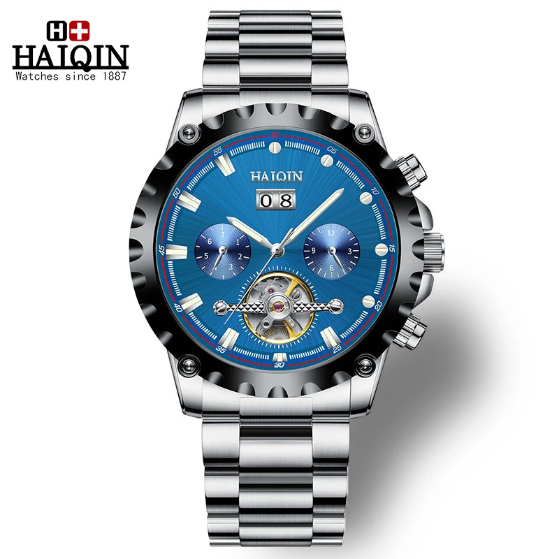 Часы наручные HAIQIN Мужские автоматические брендовые Роскошные деловые