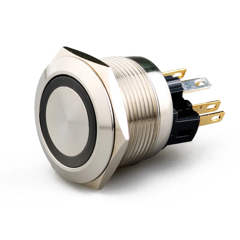 

LED push button switch momentary type 22mm ring illuminated 1NO1NC IP67