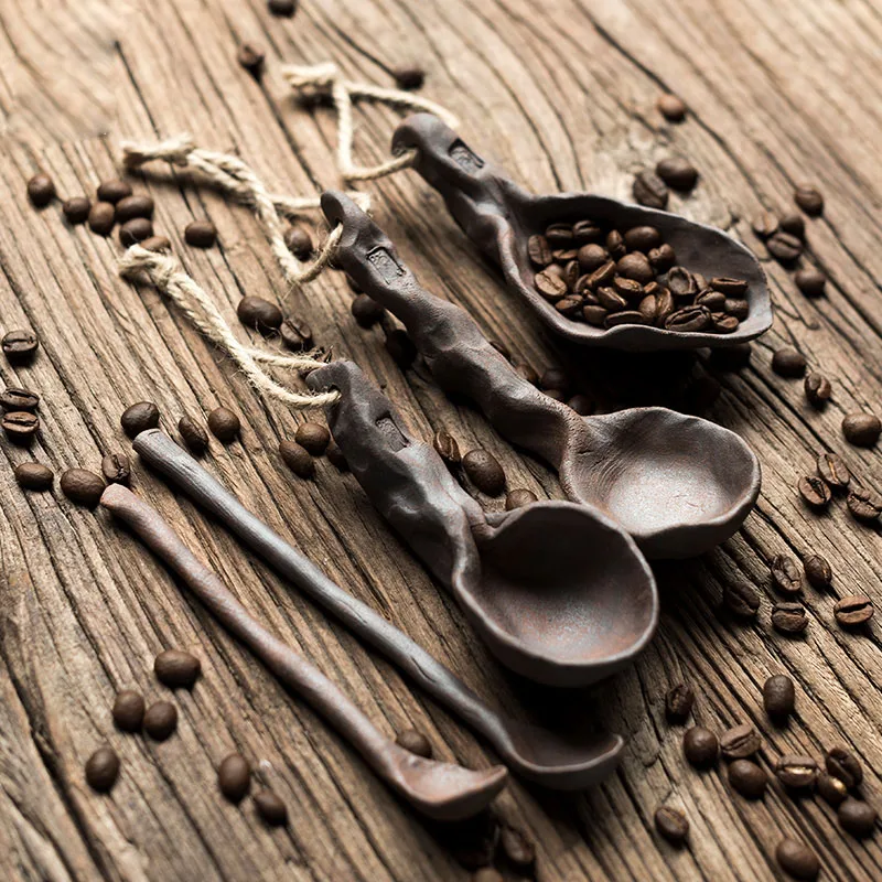 

1pc Creativity Coffee Tea Spoons Hand-made Ceramics Retro Teaspoon Seasoning Sugar Jam Large Long Handle Mixing Spoon for Mugs