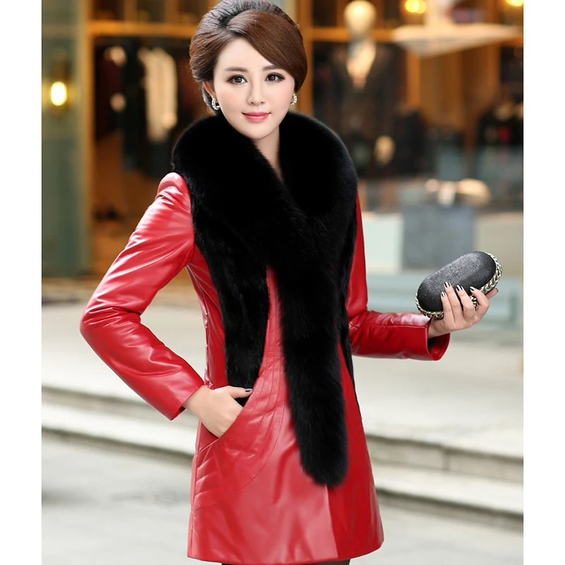 Jacket Women High-grade Sheepskin coat Womens winter Overcoat Fox collars true jacket NEW Plus size Down Q111 |