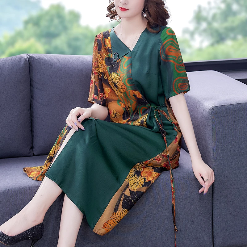 

COIGARSAM Women Dress Summer 2021 New Office Lady Cheongsam Full Sleeve Solid V-Neck Design And Color Dresses Traf Vestidos Robe