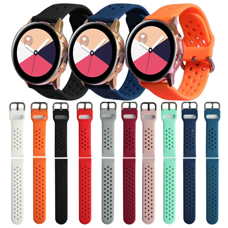 

20mm Silicone Band for Samsung Galaxy Watch Active 2 Active 3 Gear S2 Watchband Bracelet Strap for Huami Amazfit bip S Lite GTS