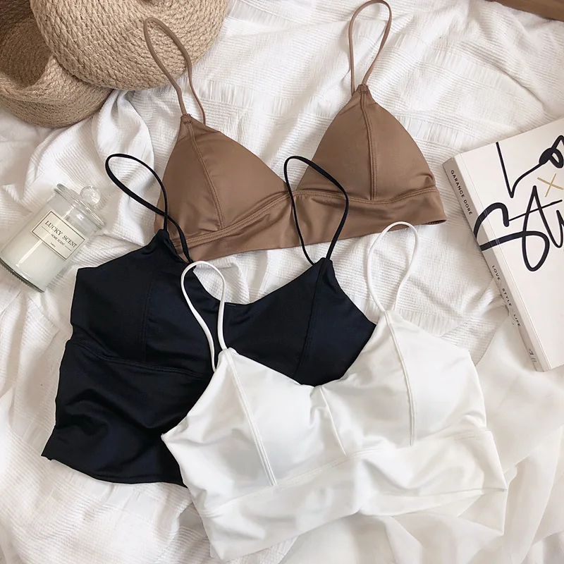 

Basic triangle cup without steel ring lingerie comfortable out wear tube top bra camisole women bralette thin seamless bras