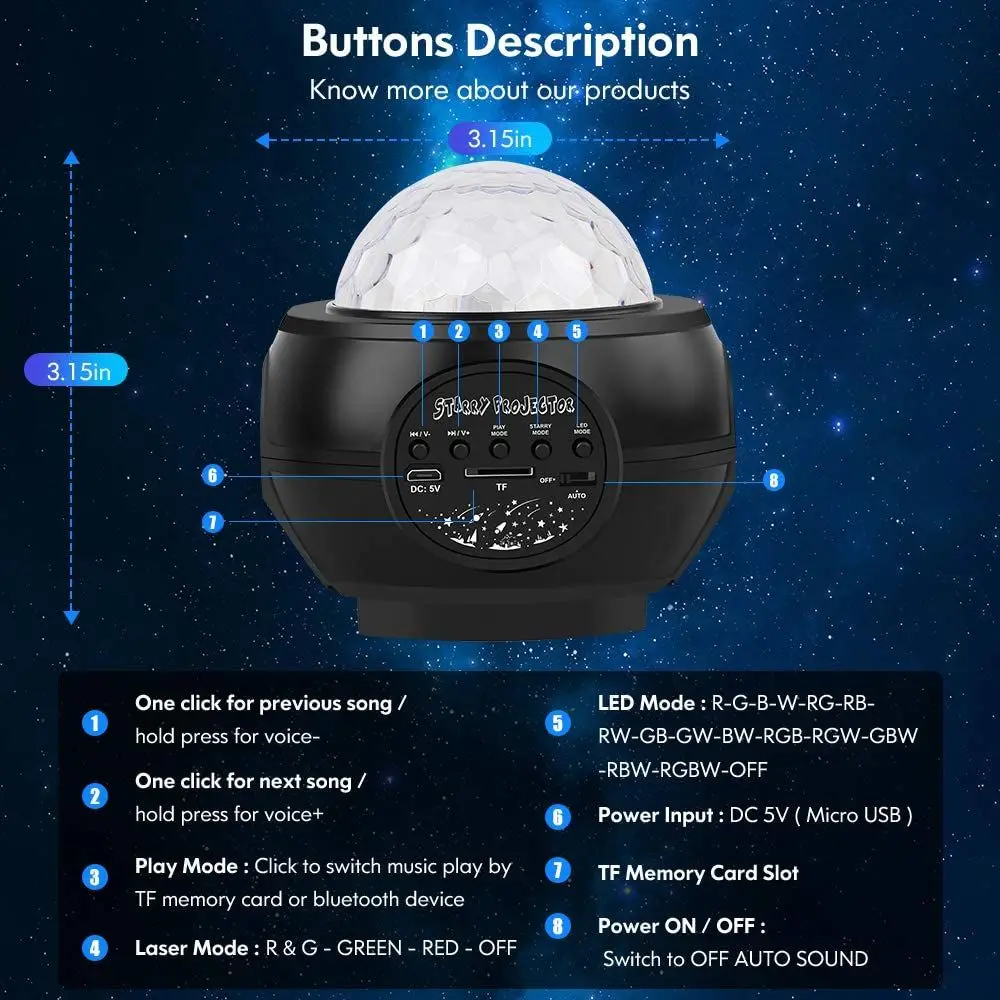 Новый Galaxy проектор ночник Bluetooth звездное небо DJ звук Вечеринка огни