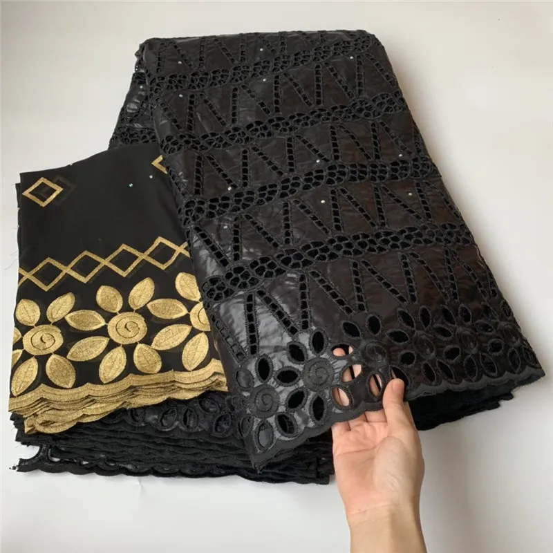 

5+2yards african bazin riche fabric high quality cotton Guinea Brocade Fabric Bazin Brode with chiffon blouse set