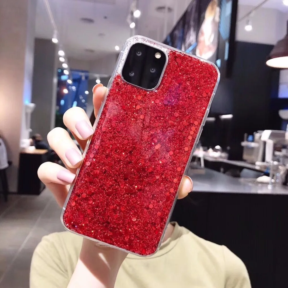 Блестящий блестящий чехол для телефона с блестками для iphone 11, 11Pro, Max, XS, Max, XR, X, 6, 6 S, 7, 8 Plus, цветной блестящий чехол s