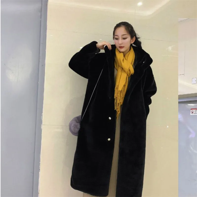 Шуба из имитирующего кроличьего меха шуба искусственного норки свободная