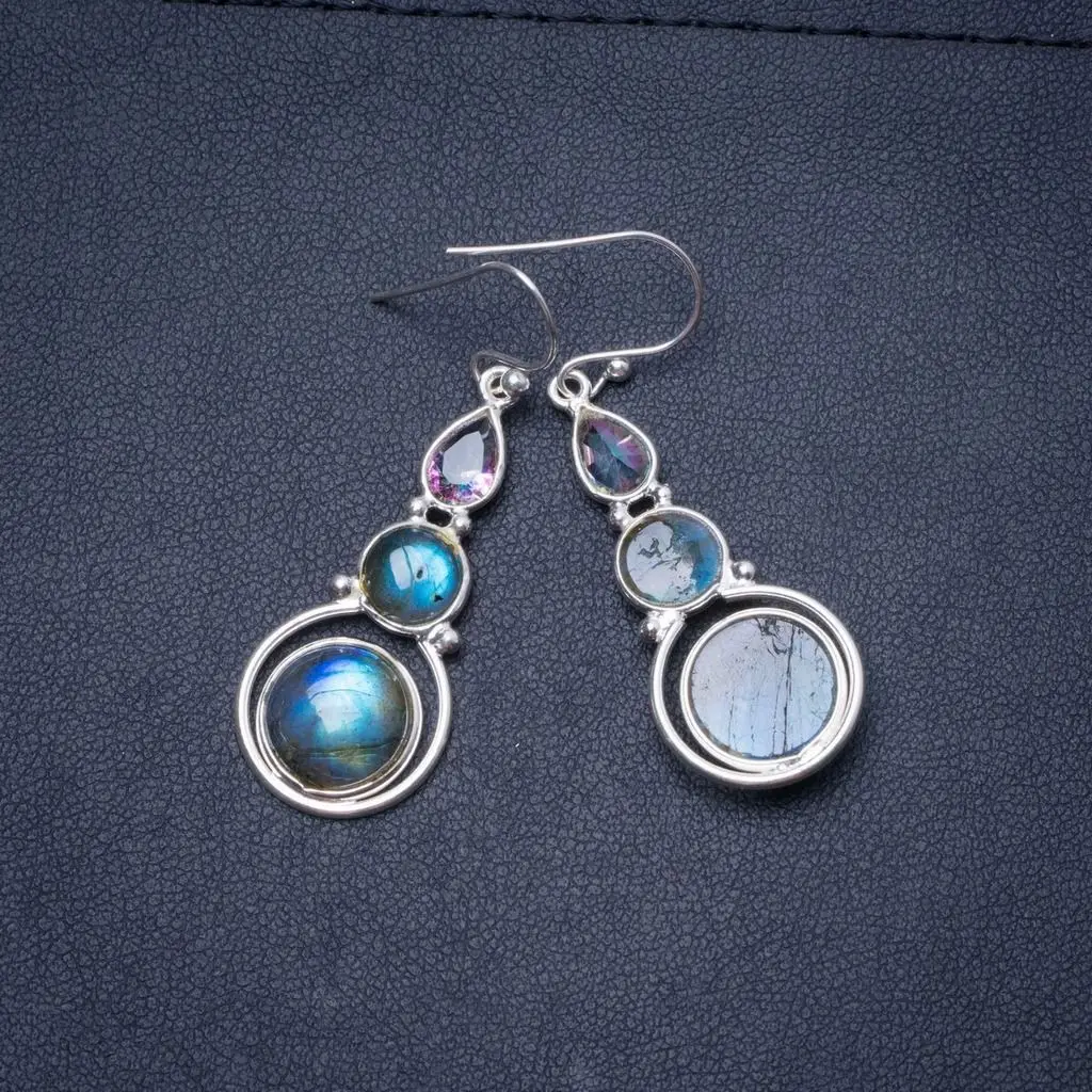 Натуральный синий огонь Лабрадорит ручной работы Уникальные 925 пробы серебряные