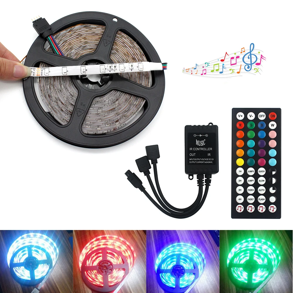 

Led Strip Light 5M SMD 5050 RGB Flexible Ribbon LED Tape Room Decoration with LED Controller DC12V