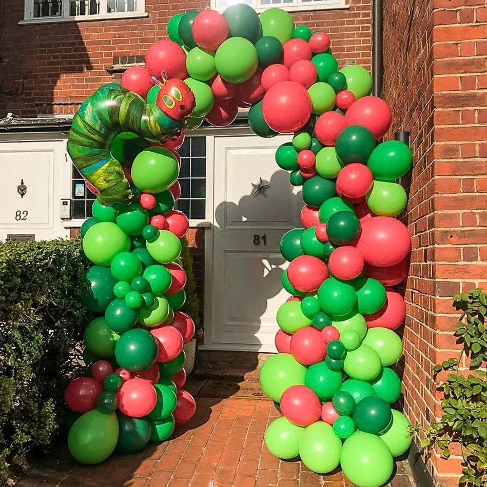 

122Pcs/lot Green Red Balloons Garland Arch Fruit Green Latex Balloons Chain for Jungle Animal Party Baby shower Birthday Decor