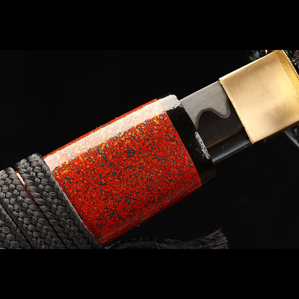 

Real Katana 1060 Sword Red Handmade Samurai Sword Real Sharp Blackening Japanese Sword Practical Prop