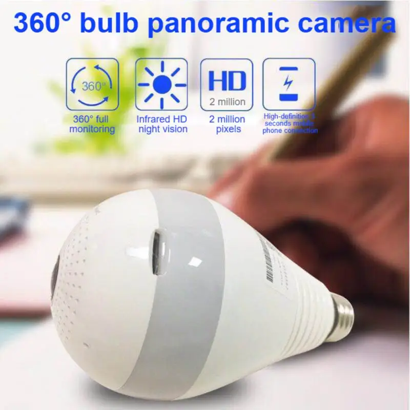 

Newest E27 Bulb Wifi Camera IP Security Cam Era Led 360 VR Cam Panoramic Wifi V380 Baby Security Monitor For Android And IOS