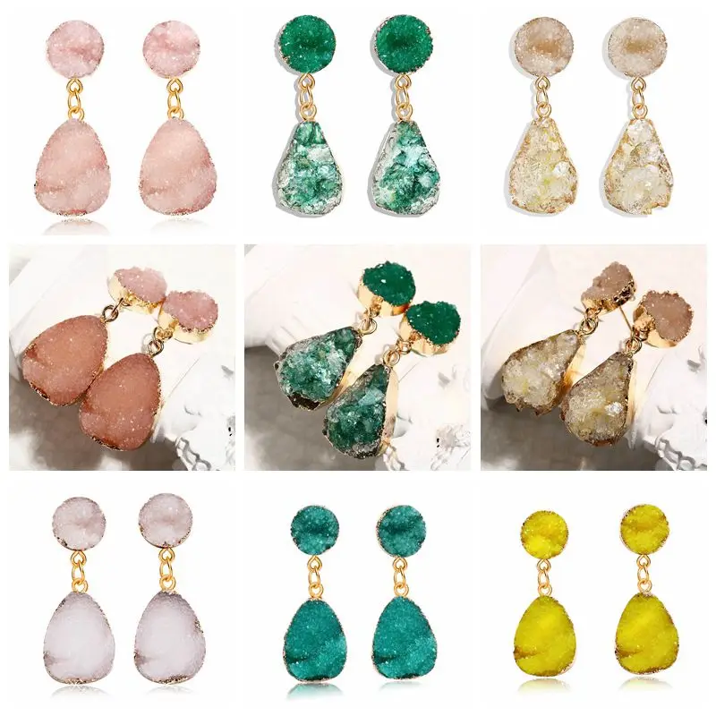 Модные дизайнерские европейские серьги капли из смолы шикарные разноцветные